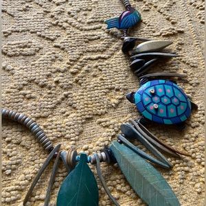 Vintage  Tropical Wooden Necklace